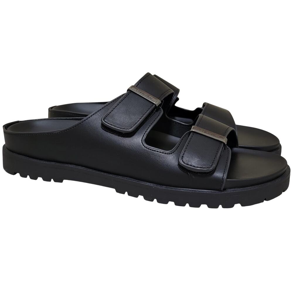 Calvin Klein Men Ronee Double Strap Footbed Slide Sandals Size US 10M Black